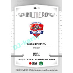 2023/24 Goal cards Chance Liga 2. série #BB-11 Michal Barinka Behind the Bench
