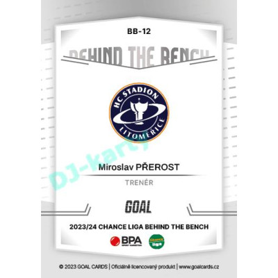 2023/24 Goal cards Chance Liga 2. série #BB-12 Miroslav Přerost Behind the Bench
