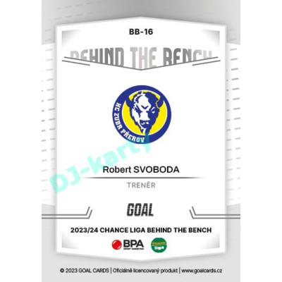 2023/24 Goal cards Chance Liga 2. série #BB-16 Robert Svoboda Behind the Bench