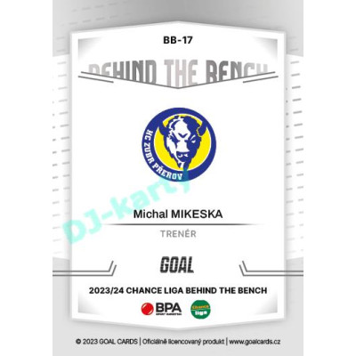 2023/24 Goal cards Chance Liga 2. série #BB-17 Michal Mikeska Behind the Bench