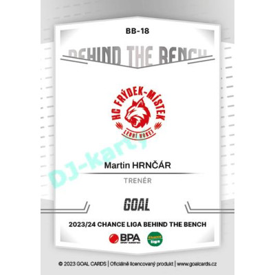 2023/24 Goal cards Chance Liga 2. série #BB-18 Martin Hrnčár Behind the Bench