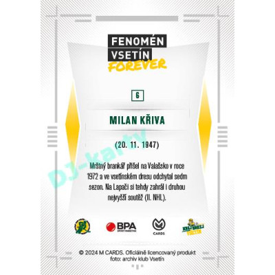 2024 Chance Liga Fenomén Vsetín Forever #06 Milan Křiva